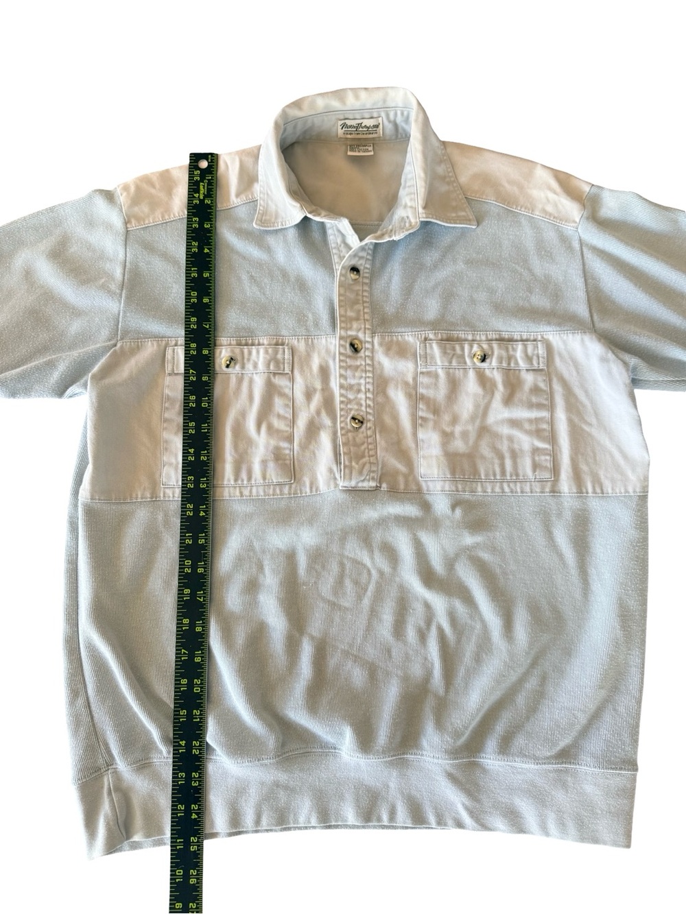 Vintage 90’s Retro Light Blue Knitwear Short Sleeve Rugby Polo Shirt Size M